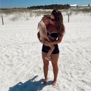 Montce Black and Cream Bikini Top